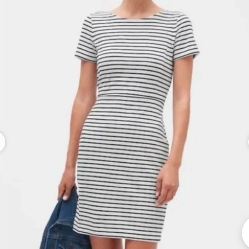Banana Republic Black and White Striped Mini Dress